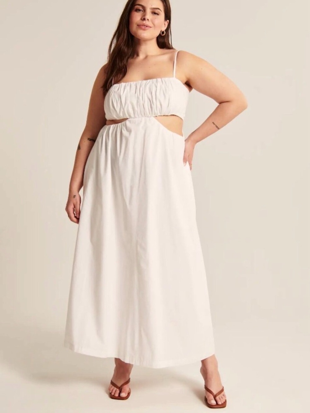 Abercrombie White Bubble Top Maxi Dress with Cutouts